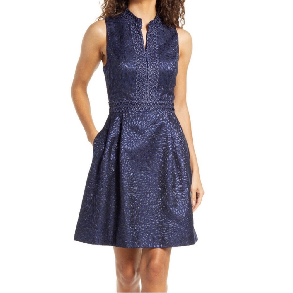Lilly Pulitzer Franci Sleeveless Mini Dress in True Navy Jacquard | NWT Size 4 - Picture 2 of 14